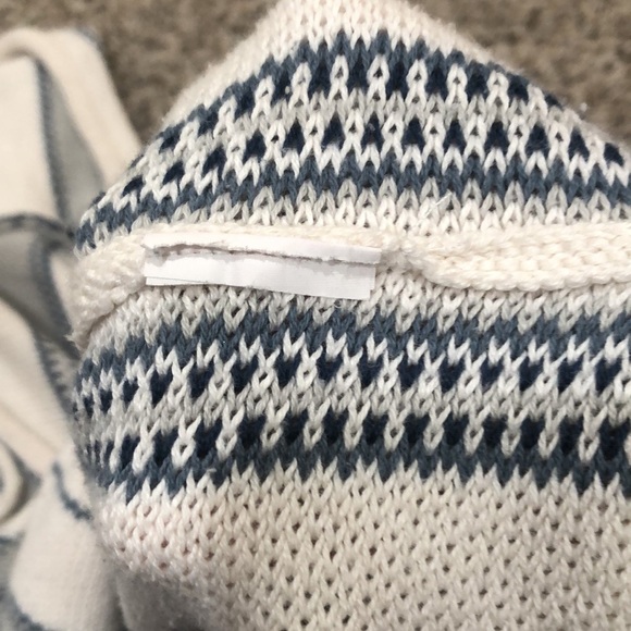 O’Neill Bonfire Hooded Sweater Size Medium Ivory Blue Striped - Picture 7 of 10